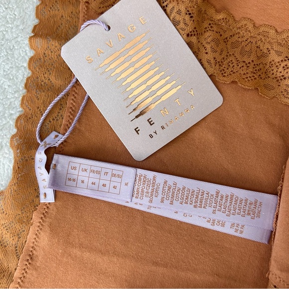 SAVAGE X FENTY Cotton Essentials Lace-trim Cheeky Panty in Terracotta Pink Sz XL - Picture 3 of 5